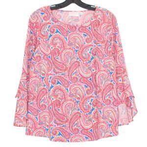 Belle Kim Gravel Top Bell Sleeve Boho Fairy Coquette Romantic Paisley Medium